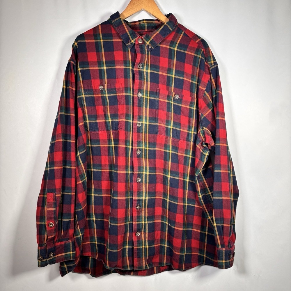 Duluth Trading Flannel Shirt Mens 3XL Tall Relaxed Plaid Outdoors Rugged Heavy